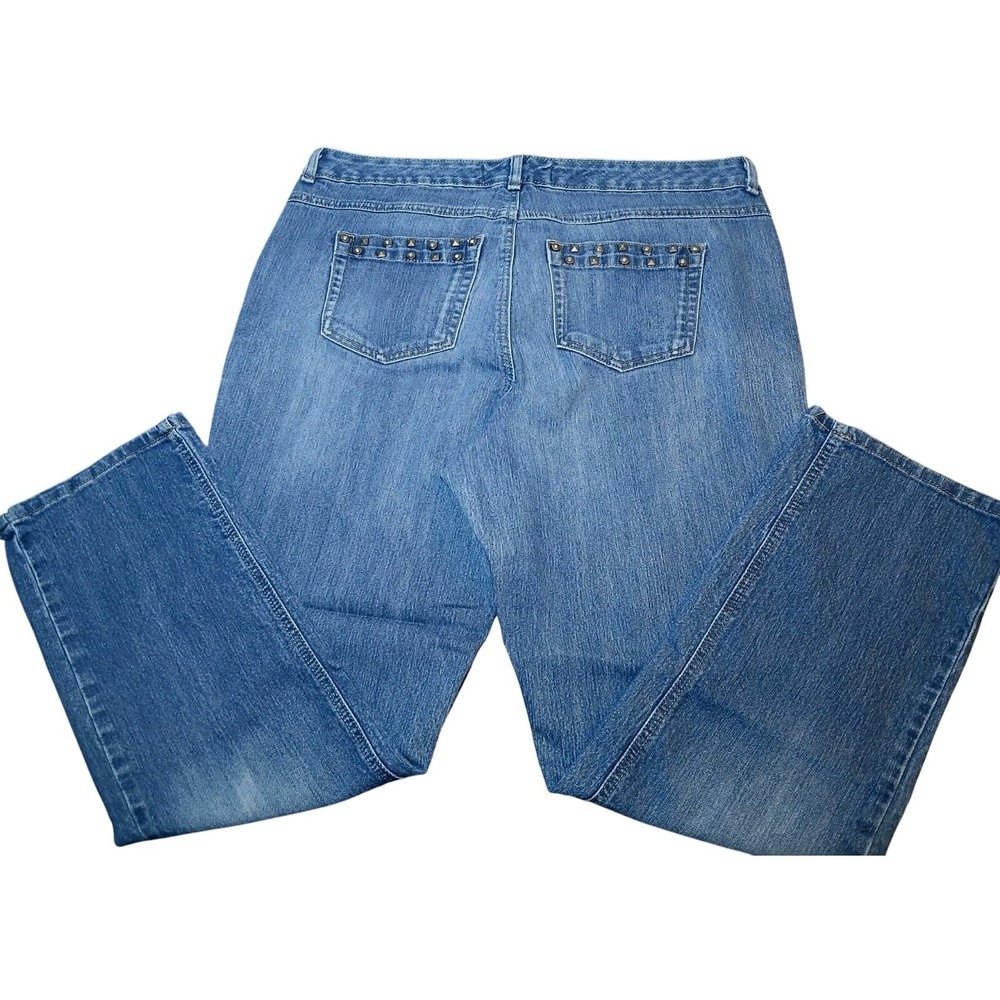 Just My Size Women's Studded Pockets Blue Skyline W Denim Jeans  18W 37X31 #387C